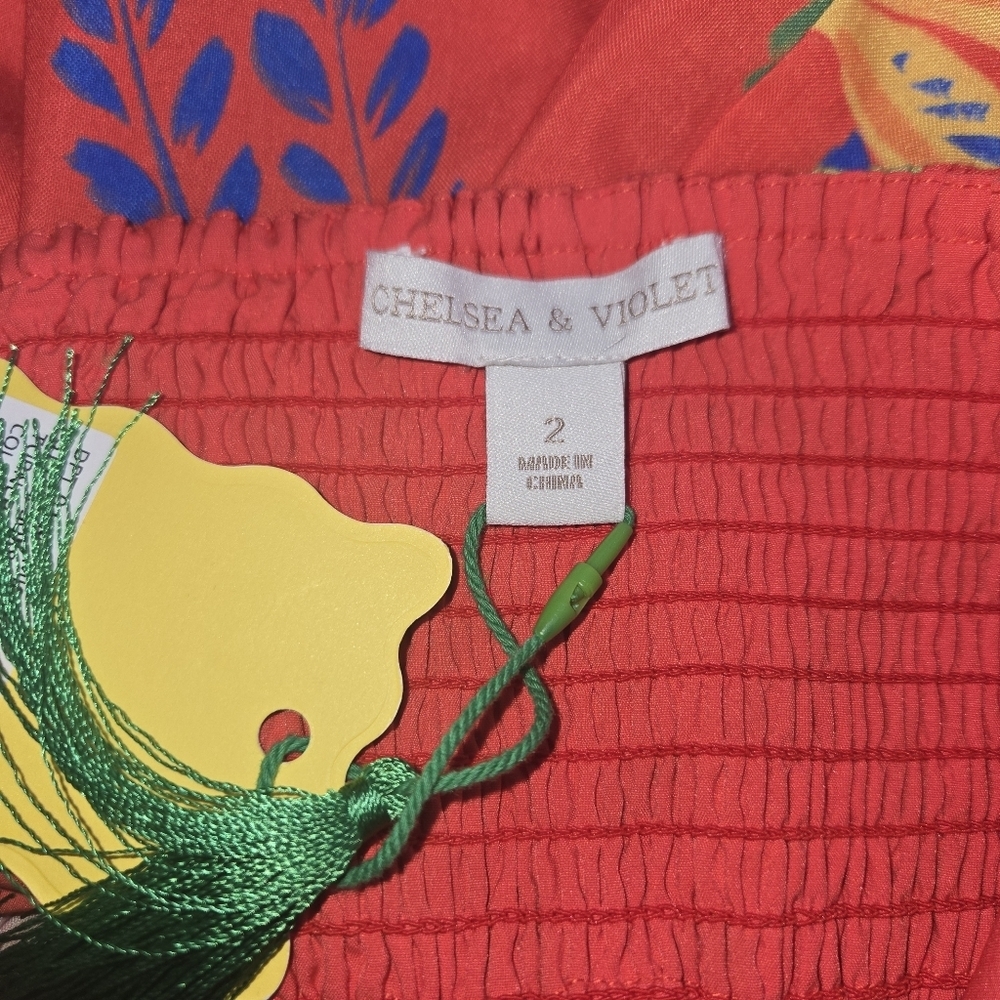 Chelsea & Violet Orange Tropical Print Spaghetti Strap Maxi Dress Size 2 - Picture 10 of 10